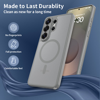 Coque de protection d'objectif d'appareil photo intégrale de luxe magnétique anti-traces de doigts transparente mate en TPU PC pour téléphone S26 Ultra