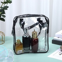 Trousse de maquillage en PVC transparente givrée imperméable à l'eau imprimée avec fermeture à glissière sac cosmétique à la mode à motif de dessin animé