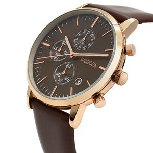 Usine Prix de Gros De Luxe D'affaires Hommes Montres Boîtier En Alliage Or Montre-Bracelet 3ATM résistant à L'eau Véritable En Cuir Chronographe - Product Image 5