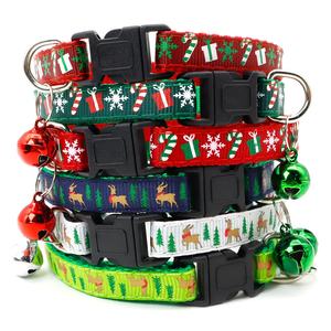 1cm Weihnachts thema Hunde halsband Weihnachts schmuck Baum dekoration mit Bell Dog Traction Tag Zubehör Katzen halsband Anti-Lost - Product Image 1