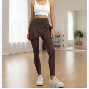 Two Pairs High <b>Elastic</b> Waist Pleated Yoga <b>Skirt</b> Pants for Women Slimming Anti-Embarrassment Exercise Fitness Full-Length Quick - Product Image 4