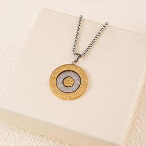 Collar con Colgante de los Doce <span class=keywords><strong>Signos</strong></span> del Zodiaco Chino, Chapado en Oro de 18K, Acero Inoxidable, Sistema de las Nueve Rejillas y los Ocho Trigramas - Product Image 5