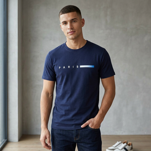 T-shirt à manches courtes en polyester pour homme avec imprimé dégradé <span class=keywords><strong>Paris</strong></span>, 6 couleurs, logo personnalisé - Anti-boulochage et respirant, vêtement décontracté - Product Image 2