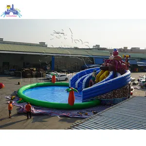 Công viên nước bơm hơi có cầu trượt, công viên nước bơm hơi di động hình động vật rừng với hồ bơi lớn - Product Image 1