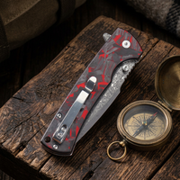Couteau en acier Damas avec manche en fibre de carbone CNC, design pliable EDC pour la poche, camping, chasse, usage quotidien, possibilité de personnaliser le logo