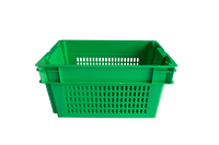 Panier en plastique recyclable de qualité alimentaire avec poignée en maille, empilable et emboîtable, pour le stockage et la logistique des fruits