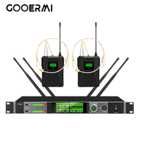 Système de microphone sans fil double à véritable diversité XM92 120 MHz avec 400 canaux, cryptage numérique et portée de 200 m