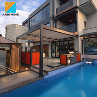 Hava Koşullarına Dayanıklı Alüminyum Pergola Elektrikli Panjurlu Çatı Açık Hava Veranda Kamelyası Bahçe Arka Bahçe Yemek Alanları için