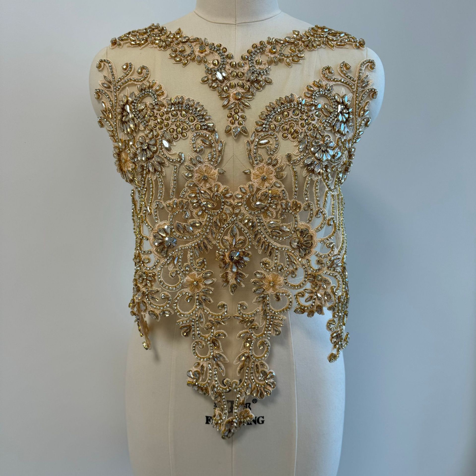 slim fit dress slacks Ready to Wear Ball Gown Wedding Dress with Gold Lace and Nude Tulle Bodice Dimitra main image 1