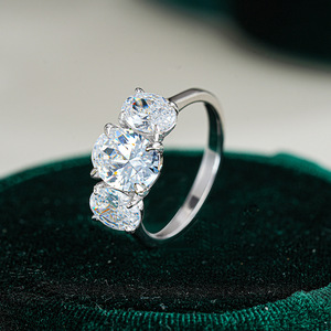 9 Adodo perhiasan tanpa cacat nama ukir S925 perak Oval Cut 4 karat Vvs1 Moissanite 3 buah cincin berlian untuk wanita pernikahan - Product Image 4