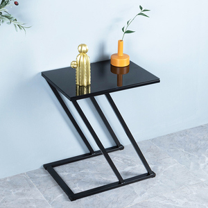 Table basse en acier <span class=keywords><strong>noir</strong></span> avec plateau en verre trempé table basse en métal avec miroir table d'appoint de luxe canapé - Product Image 1