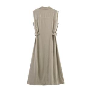 MYST&amp;ZA Women's <strong>Clothing</strong> 2025 Summer New Style Elegant Lapel Sleeveless Linen Blended Midi Dress 8741065 - Product Image 6