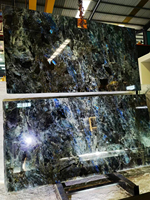 Dalles de comptoir en granit bleu vert Labradorite de Madagascar, de luxe naturel, polies, de grande taille, pour sols et murs