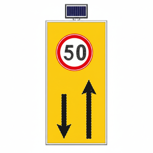Panneau de signalisation routière solaire bidirectionnel pour limitation de vitesse 50 km/h, 100x175cm, matériau PC-réfléchissant 5mm, LED 11710 S-LD - Product Image 2