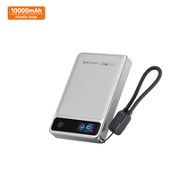 Mini Power Bank USB C Slim 10000mAh 20W 15W Charge Rapide 3 en 1 Câble Intégré Écran Tactile Portable Voyage pour Samsung Tablette