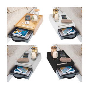 Étagère de chevet en bambou facile à assembler, organisateur <span class=keywords><strong>avec</strong></span> porte-gobelet et gestion des câbles, table de rangement de chevet <span class=keywords><strong>avec</strong></span> <span class=keywords><strong>tiroir</strong></span> - Product Image 1