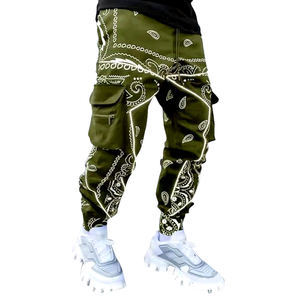 Pantalones Jogger Personalizados Baisheng de Alta Calidad, Pantalones Cargo con Estampado de Bandana y Franja Reflectante, Pantalones para <span class=keywords><strong>Hombre</strong></span> - Product Image 5