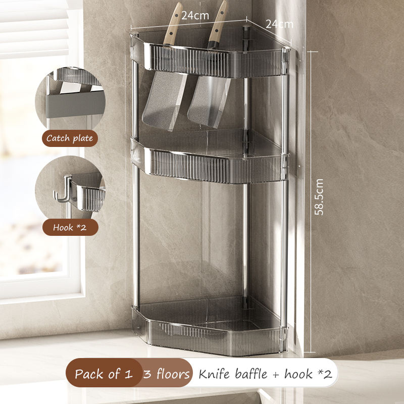 Noir 3 étages + déflecteur de couteau + crochet * 2