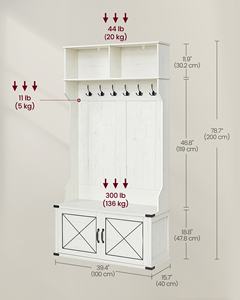 Armoire d'entrée <span class=keywords><strong>VASAGLE</strong></span> avec banc de rangement, armoire de couloir, vestiaire, <span class=keywords><strong>porte</strong></span>-<span class=keywords><strong>manteau</strong></span> avec banc - Product Image 6