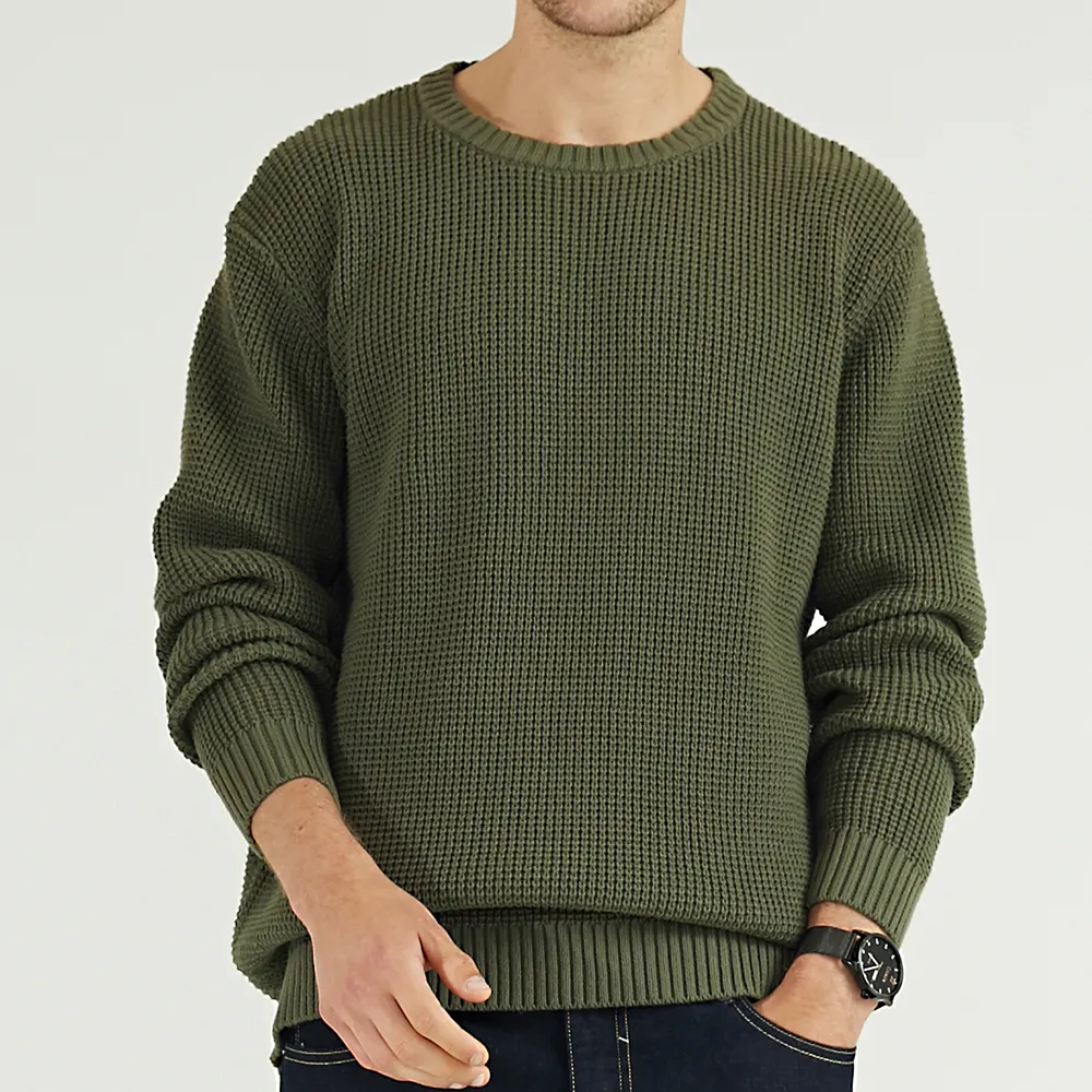 100% Cotton Winter OEM Custom Men's Crewneck Pullover Sweater Plain Knit Pullover Jumpers For Men Sweater Manufacturer