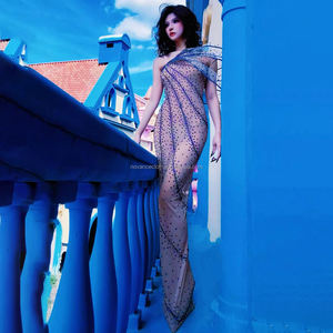 <span class=keywords><strong>Robe</strong></span> de soirée <span class=keywords><strong>chic</strong></span> et <span class=keywords><strong>glamour</strong></span> Novance Y5468 en maille transparente à une épaule, ornée de strass brillants, idéale pour les remises de diplômes - Product Image 5