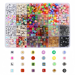 Jibaizhao - Cuentas Redondas de Acrílico de Colores Mezclados, Diseño ToZ, Hilo de Cristal para Hacer Joyas, Pulseras y Collares - Product Image 1