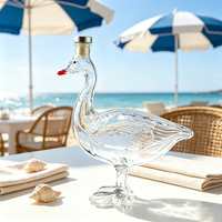 Carafe en verre borosilicate soufflé à la main en forme de canard, vide, pour spiritueux et vin, décoration de table de bar à domicile