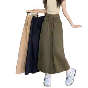Falda larga de satén de acetato con cola de pez y efecto adelgazante de cintura alta para mujer, primavera y verano 2026 - Product Image 1