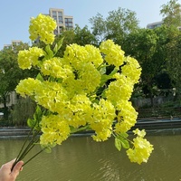 Hydrangeas artificiels en soie à 4 têtes, couleurs automnales, en stock chez les fabricants, pour décoration intérieure et mariage, technique de simulation
