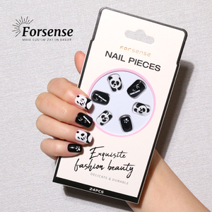 <span class=keywords><strong>Uñas</strong></span> <span class=keywords><strong>postizas</strong></span> con logotipo personalizado, fáciles de presionar en blanco y negro, bonitas <span class=keywords><strong>uñas</strong></span> <span class=keywords><strong>postizas</strong></span> de panda con dibujos animados para niñas, <span class=keywords><strong>uñas</strong></span> de diseño chino cuadradas cortas - Product Image 4