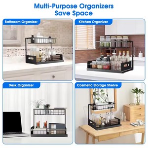 <span class=keywords><strong>Sous</strong></span> l'évier 2 niveaux coulissant armoire panier organisateur tiroir extractible armoire multi-usages évier organisateur pour salle de bain cuisine - Product Image 3