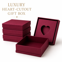 Boîte cadeau en carton rigide biodégradable de luxe personnalisée BONROY Premium Bourgogne avec découpe en forme de cœur et gaufrage pour bijoux – Vente en gros