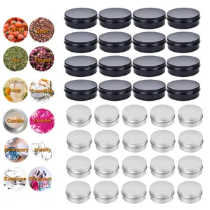 Factory Customized Round Matte Black Silver 3ml-1000ml Aluminum Tin 5g-250g Screw Metal Screw Cream Candy Candle Aluminium Jar