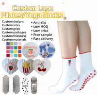 Chaussettes de yoga antidérapantes professionnelles personnalisées, studio de Pilates, anti-déchirure, 100% coton, nouvelles chaussettes à volants tendance