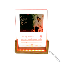 Lampe photo LED en verre avec base en bambou, gravure laser Subli-forward, cadeaux promotionnels vierges, cadre photo en verre DIY lumineux