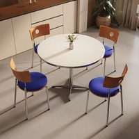 Ensemble table et chaises de salle à manger rétro de style français et américain, en bois massif et acier inoxydable, mobilier de maison pour balcon