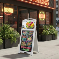 Écran publicitaire LCD numérique en forme de A de 21,5 pouces, tableau d'affichage LED effaçable, batterie intégrée, signalétique de vente au détail