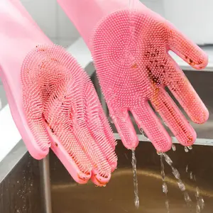 Hochwertig hitzebeständig 160 g heißer Verkauf Geschirrspüler wasserdicht Kautschuk reinigung Silikonhandschuhe für Küche und Haushalt