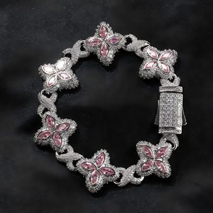 Bracciale da <span class=keywords><strong>Uomo</strong></span> Stile Hip Hop Rap con Ciondolo a Quadrifoglio, Zirconi 5A <span class=keywords><strong>Colorati</strong></span> Fatti a Mano, Diamanti CZ, Bracciale Cool per Donna - Product Image 4