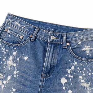 XUCHANG Jeans de mezclilla de algodón holgados y apilados para <span class=keywords><strong>mujer</strong></span>, de alta calidad, estilo streetwear vintage Y2K, con efecto desgastado, <span class=keywords><strong>rotos</strong></span>, estampados y de diseñador - Product Image 4