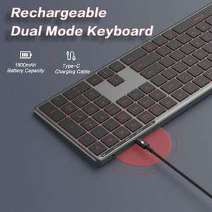 JOMAA RGB Wireless Rechargeable <b>Keyboard</b> and Mouse Aluminum Alloy Full Size USB Silent Click <b>Keyboard</b> Ergonomic Vertical Mouse - Product Image 4