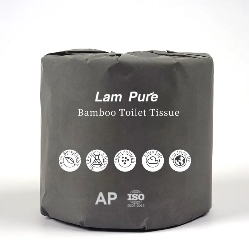 Papier peint gaufré pour lampe, papier toilette personnalisé en bambou, papier hygiénique doux