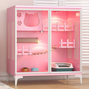 Yeni varış lüks pembe Pet Modern ahşap kedi mobilya ahşap ev evcil hayvan kafesi kedi - Product Image 5