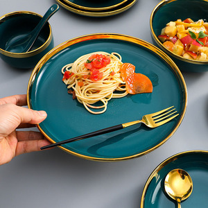 <span class=keywords><strong>8</strong></span> inch 10 Châu Âu vàng <span class=keywords><strong>Inlay</strong></span> trái cây nhà hàng tấm vuông gốm thực phẩm món ăn - Product Image 3