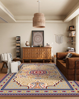 Grand tapis d'intérieur rétro de style persan imprimé en 3D lavable pour salon, chambre à coucher, tapis de sol de chevet