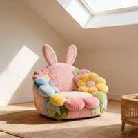 Fauteuil individuel de luxe en forme de lapin de dessin animé, fauteuil d'appoint à motif floral, rembourré en mélange de coton, pour salon, salle de jeux, décoration de meubles