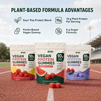 Gomitas de Proteína Veganas Personalizadas OEM ODM |   Proteína Vegetal de Marca Privada 10g |   Mezcla de Proteína de Soya y Arroz |   120 Gomitas