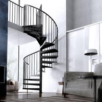 Prima vente en gros villa extérieure haut de gamme escalier en colimaçon en acier grand escalier en colimaçon moderne prix bon marché utilisation intérieure matériau métallique