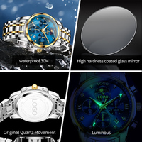 Montre pour homme OEM 3655, luxe, mode, roulette de casino, mouvement à quartz, aiguilles lumineuses, résistance à l'eau 3BAR, acier inoxydable, verre