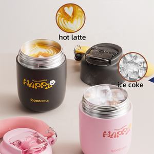 كوب قهوة مخصص قابل لإعادة الاستخدام من الفولاذ المقاوم للصدأ سعة 12 أونصة مع قشة ومقبض، مثالي لمشروبات السفر - Product Image 2